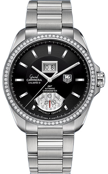 TAG Heuer Watches : WAV5115.BA0901 Automatic C.O.S.C GMT Diamond Bezel Stainless Steel Men Watch