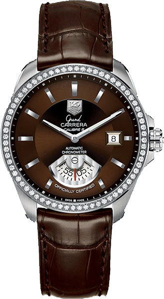 TAG Heuer Watches : WAV511E.FC6230 Automatic Chronometer Date Diamond Bezel Brown Leather Men Watch