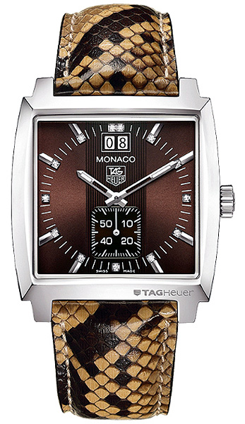 TAG Heuer Watches : WAW1315.FC6217 Quartz Grande Date Brown Python Strap Women Watch