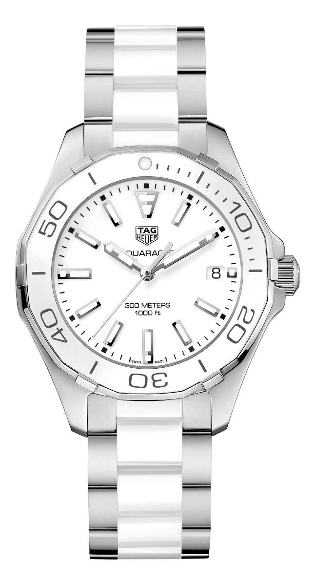 TAG Heuer Watches : WAY131B.BA0914 Quartz Date Stainless Steel and White Ceramic Women Watch