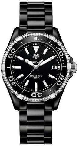 TAG Heuer Watches : WAY1395.BH0716 Quartz Analog Date Diamond Bezel Black Ceramic Women Watch