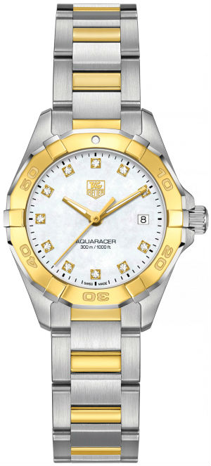 TAG Heuer Watches : WAY1451.BD0922 Quartz 11 Diamonds Dial Date Stainless Steel and Gold Women Watch