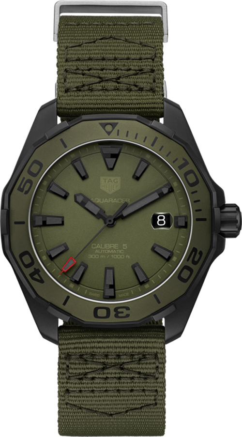 TAG Heuer Watches : WAY208E.FC8222 Automatic Calibre 5 Date Titanium Case Khaki Textile Fabric Strap Men Watch