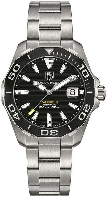 TAG Heuer Watches : WAY211A.BA0928 Automatic Calibre 5 Black Dial Date Stainless Steel Men Watch