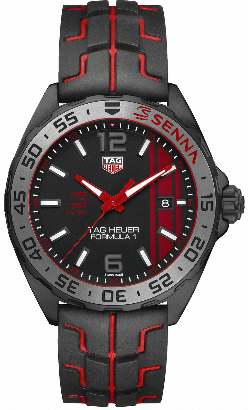 TAG Heuer Watches : WAZ1014.FT8027 Formula 1 Senna Special Edition Date Black Rubber Men Watch