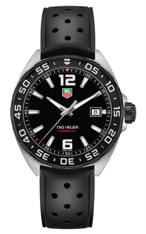 TAG Heuer Watches : WAZ1110.FT8023 Quartz Date Black Rubber Men Watch