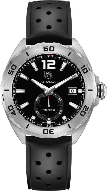 TAG Heuer Watches : WAZ2110.FT8023 Automatic Calibre 6 Black Dial Date Rubber Men Watch