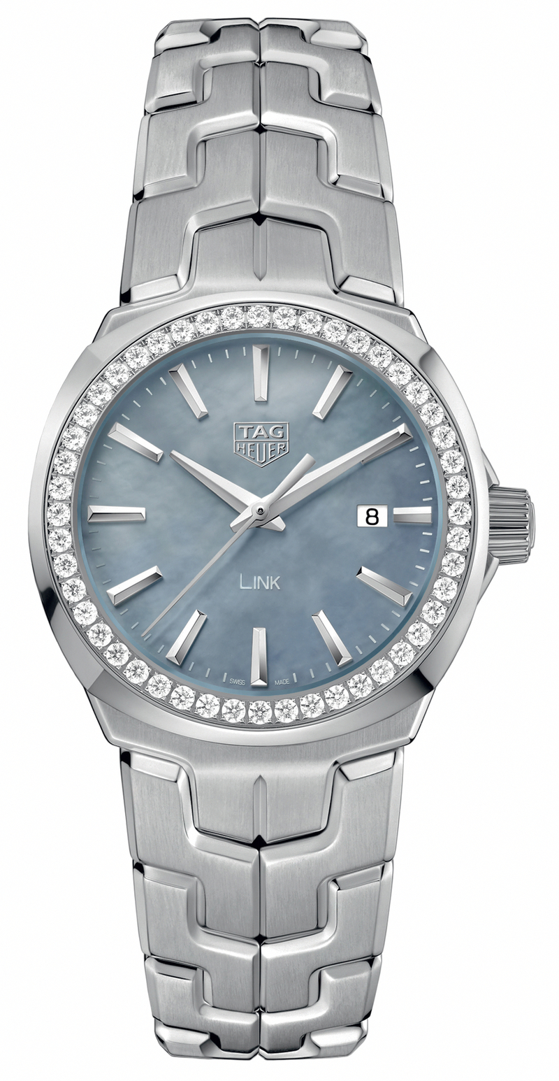 TAG Heuer Watches : WBC1315.BA0600 Quartz Blue Mother of Pearl Dial Diamond Bezel Stainless Steel Women Watch
