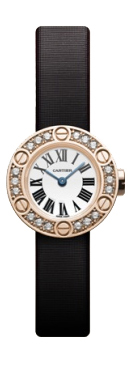 Cartier Watches : WE800631 Battery Operated Quartz Calibre 060 Round Decorative 18k Rose Gold Silver With Roman Numeral Hour Markers And Blue Sword Shaped Hands Dial Toile Bross?e Or ?brushed Canvas? Band Women Watch