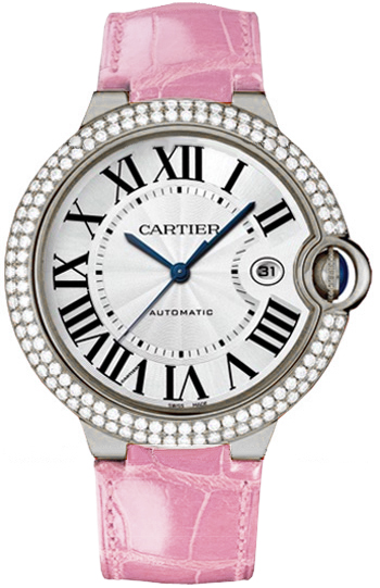 Cartier Watches : WE900951 Automatic 18kt White Gold Silver Dial Alligator/crocodile Leather Pink Band Men Watch