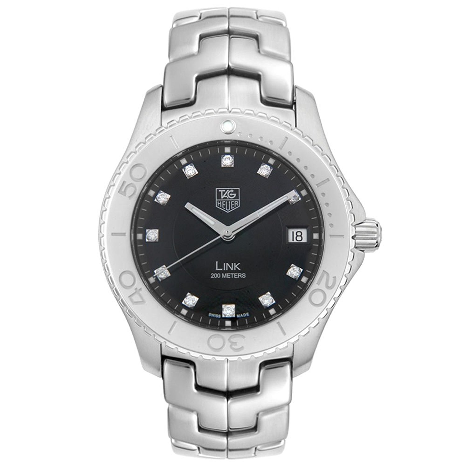 TAG Heuer Watches : WJ1113.BA0570 Black Dial Stainless Steel Band Men Watch