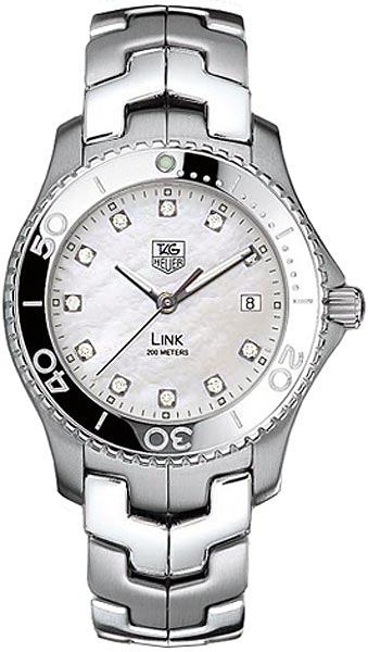 TAG Heuer Watches : WJ1114.BA0575 Quartz Mother of Pearl Diamond Dial Date Stainless Steel Men Watch
