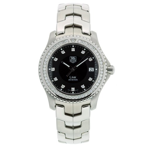 TAG Heuer Watches : WJ1117.BA0575 Quartz Brushed Stainless Steel Black With 11 Diamonds Dial Alternating Brushed And Polished Stainless Steel Band Men Watch