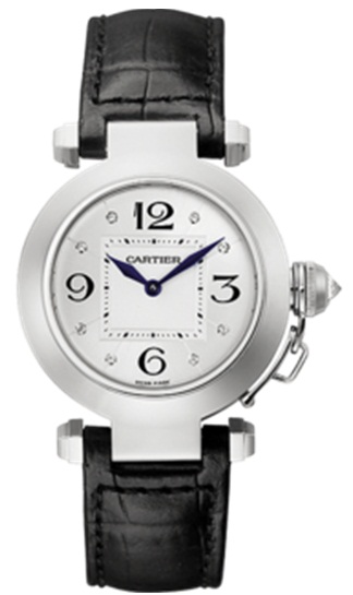 Cartier Watches : WJ11902G Quartz 18kt White Gold Silver Dial Alligator/crocodile Leather Black Band Women Watch