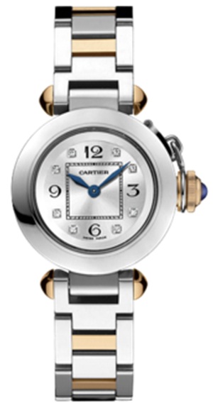 Cartier Watches : WJ124020 Quartz Caliber 157 Stainless Steel Silver Sunray Set With 8 Diamond Hour Markers Dial 18k Rose Gold With Stainless Steel Band Women Watch