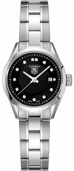 TAG Heuer Watches : WV1410.BA0793 Quartz Black Diamond Dial Date Stainless Steel Women Watch
