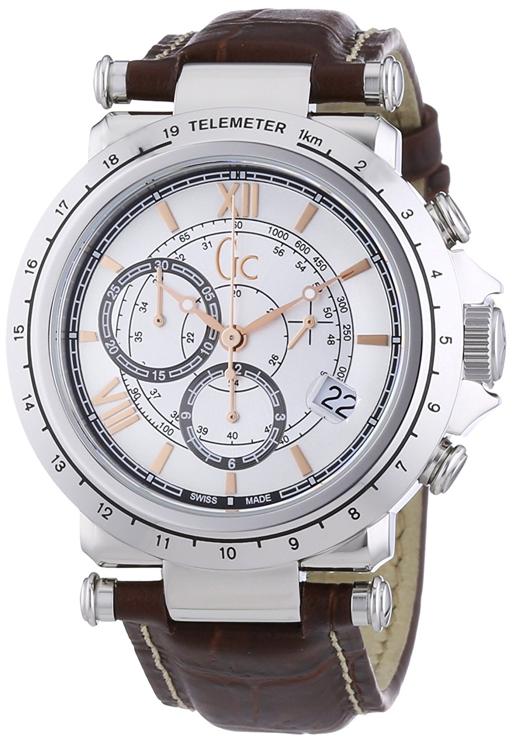 Guess Watches : X44005G1 Silver Dial Leather Men Watch
