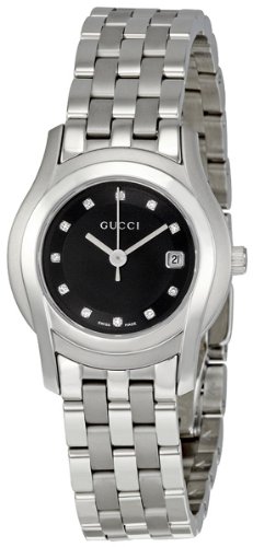 Gucci Watches : YA055504 Quartz Steel Black Diamond Dial Steel Band Women Watch