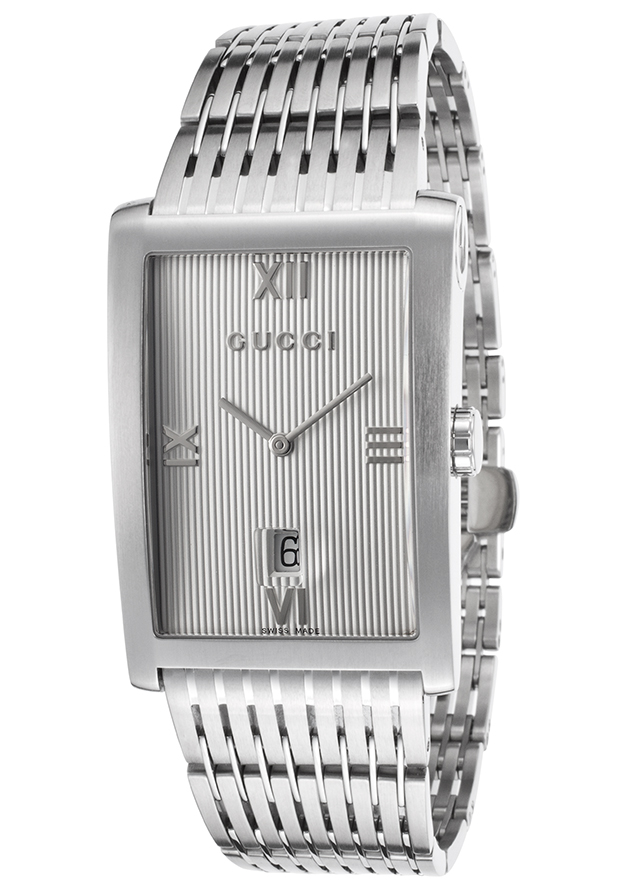 Gucci Watches : YA086315 Quartz White Textured Dial Date Stainless Steel Men Watch