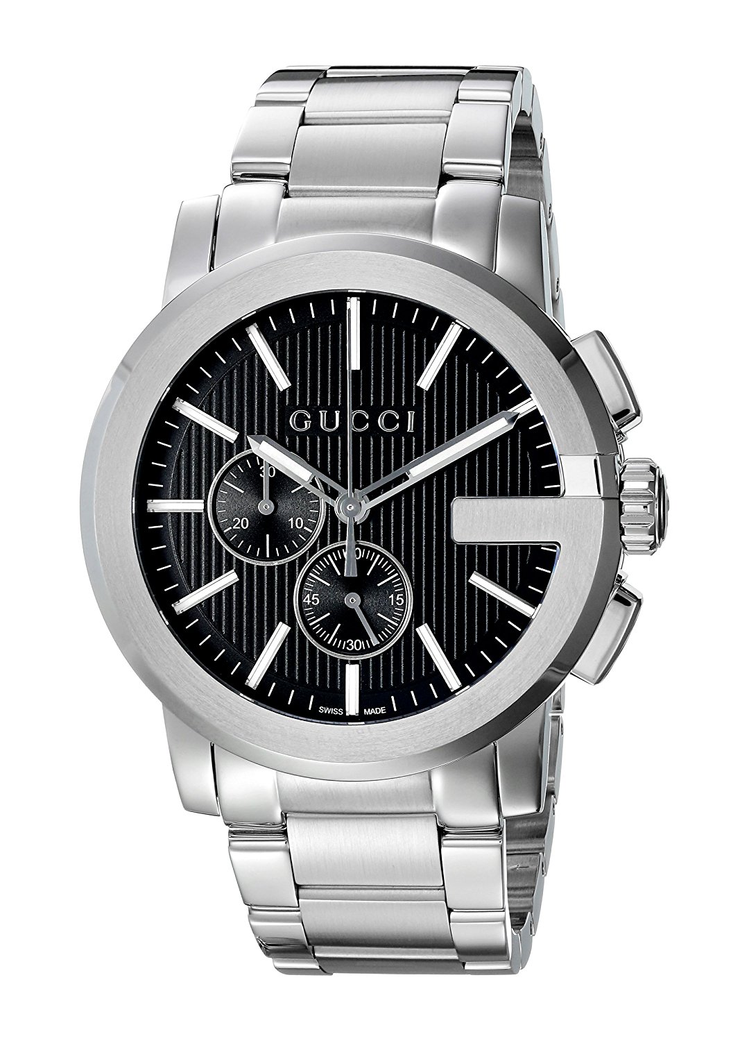 Gucci Watches : YA101204 Black Dial Stainless Steel Band Men Watch