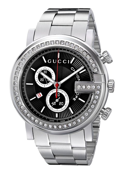 Gucci Watches : YA101324 Quartz Chronograph Date Diamond Bezel Stainless Steel Men Watch