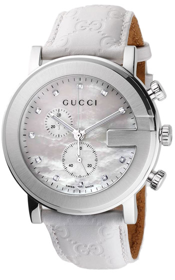 Gucci Watches : YA101342 Quartz Chronograph Mother Of Pearl Dial White Men Watch