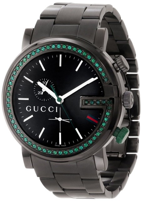 Gucci Watches : YA101349 Quartz Chronograph Black Dial Stainless Steel Men Watch