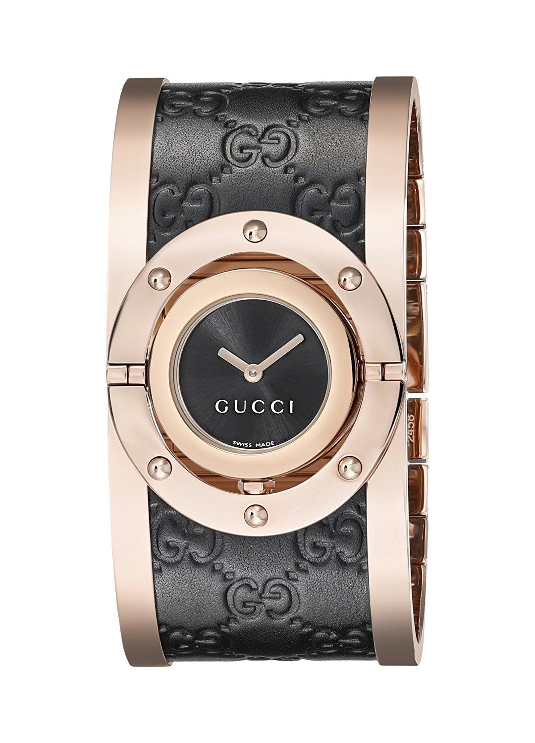 Gucci Watches : YA112438 Black Dial Rose Gold Band Women Watch