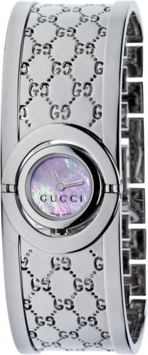 Gucci Watches : YA112513 Quartz Steel Pink Mother Of Pearl Rotating Dial Steel Band Women Watch