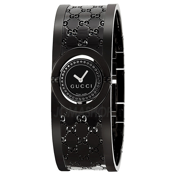 Gucci Watches : YA112529 Quartz Black Dial Rubber and Stainless Steel Women Watch