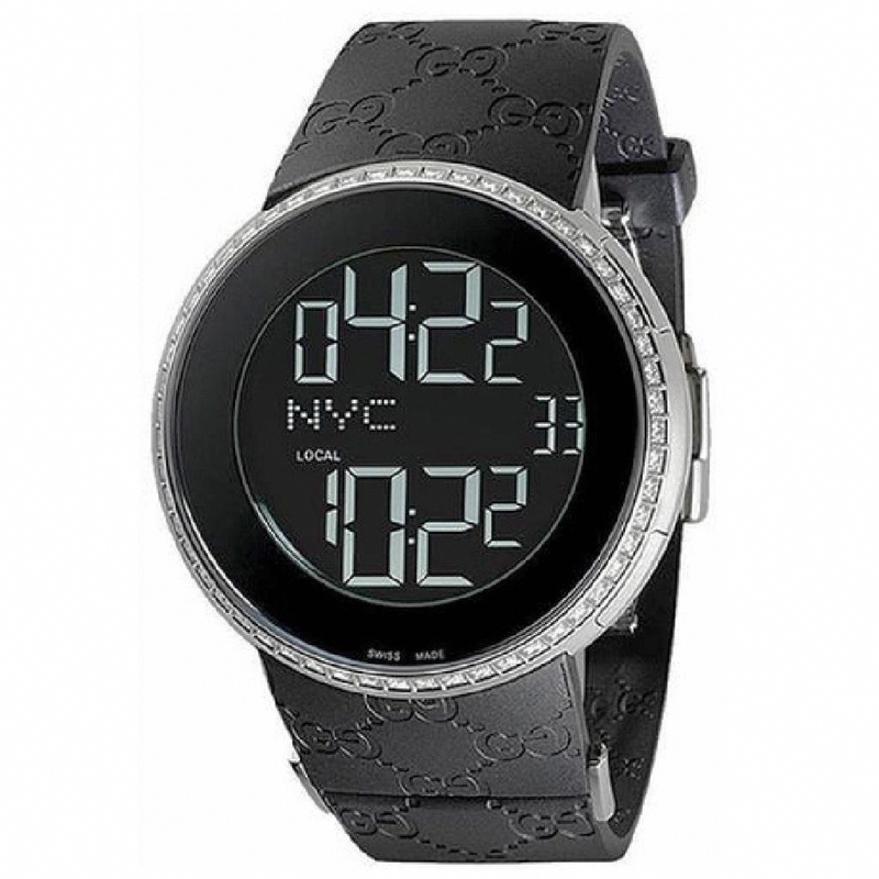 Gucci Watches : YA114211 Quartz Digital Dial Black Rubber Strap Men Watch