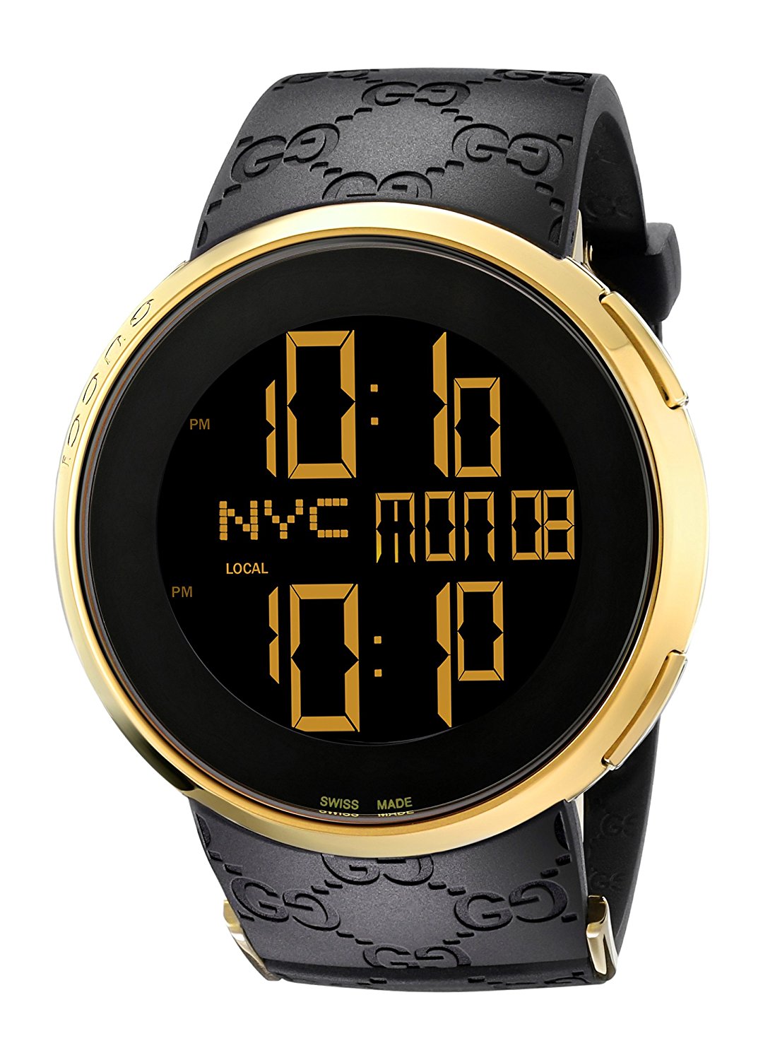 Gucci Watches : YA114229 Quartz Digital Black Rubber Men Watch
