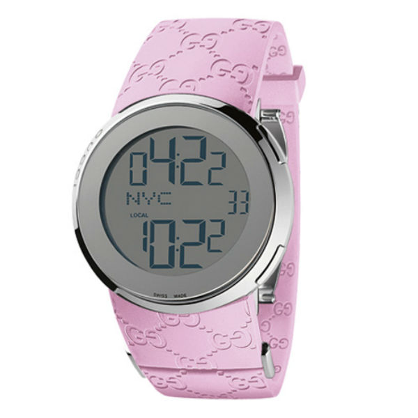 Gucci Watches : YA114404 Quartz Digital Dial Pink Rubber Women Watch