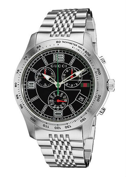 Gucci Watches : YA126205 Quartz Chronograph Black Dial Date Stainless Steel Men Watch