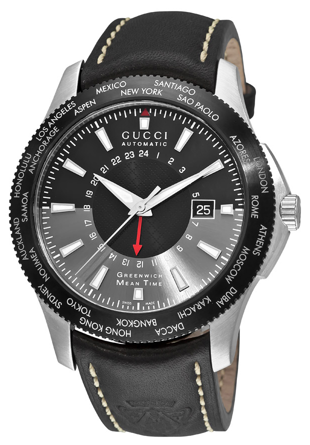 Gucci Watches : YA126212 Automatic Timeless Black Dial Date Leather Men Watch