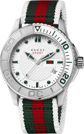 Gucci Watches : YA126231 Quartz Sport White Dial Date Nylon Men Watch