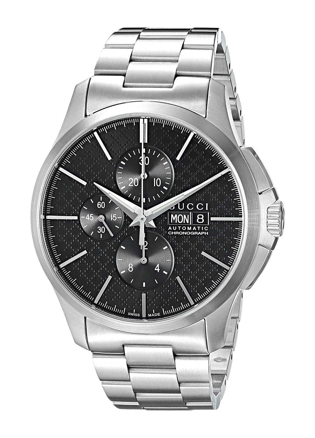Gucci Watches : YA126264 Black Dial Stainless Steel Band Men Watch