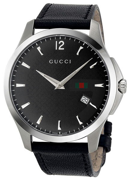 Gucci Watches : YA126304 Quartz Black Dial Date Leather Men Watch