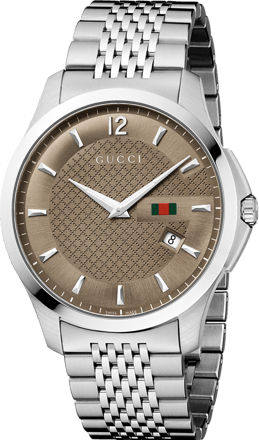 Gucci Watches : YA126310 Quartz Brown Dial Date Stainless Steel Men Watch