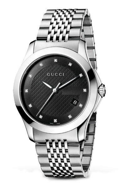 Gucci Watches : YA126405 Quartz Black Dial Date Stainless Steel Men Watch