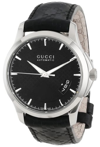 Gucci Watches : YA126413 Automatic Black Dial Date Black Leather Men Watch