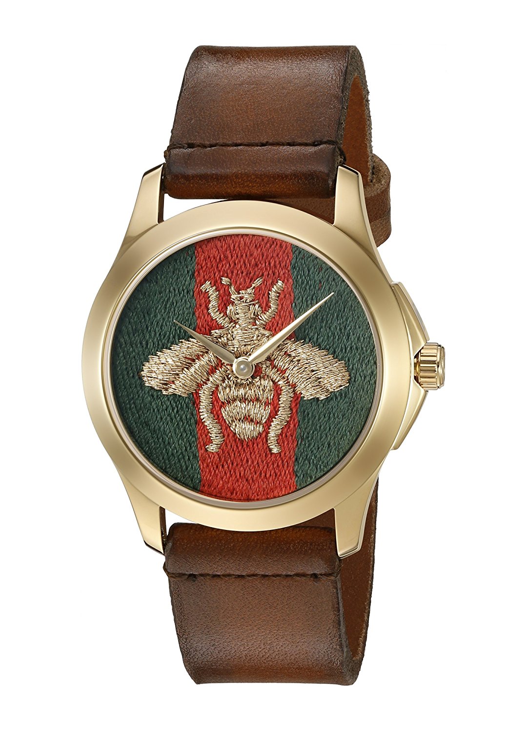 Gucci Watches : YA126451 Quartz Analog Brown Leather Unisex Watch