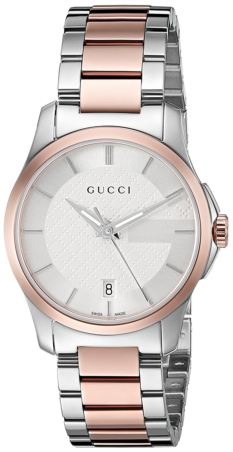 Gucci Watches : YA126528 Silver Dial Gold Tone Band Women Watch