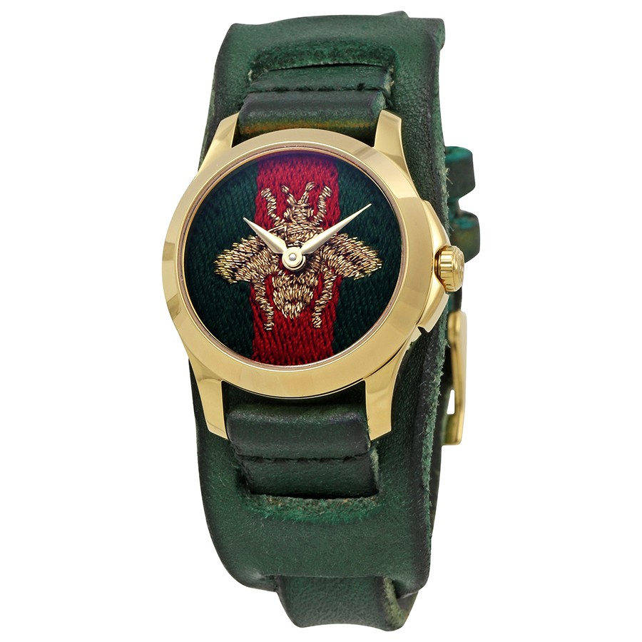 Gucci Watches : YA126545 Red And Green Nylon Quartz Women Watch