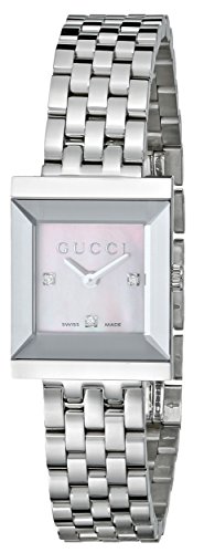 Gucci Watches : YA128401 Quartz Pink Mother of Pearl Diamond Dial Stainless Steel Women Watch