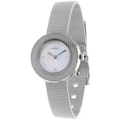 Gucci Watches : YA129517 Quartz Mother Of Pearl Dial Stainless Steel Women Watch