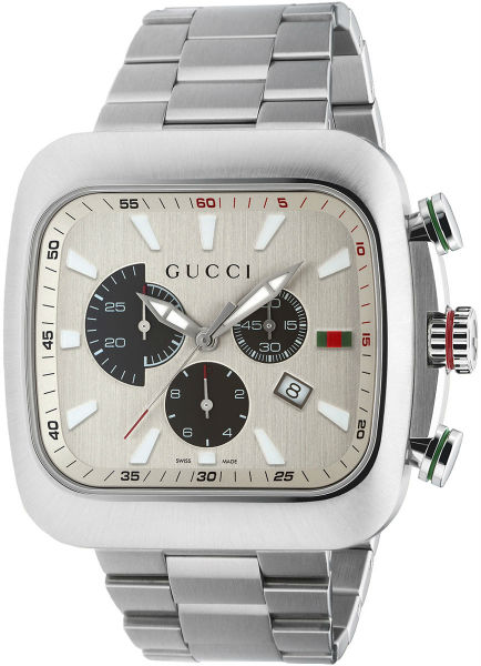Gucci Watches : YA131201 Quartz Chronograph Date Silver Dial Stainless Steel Men Watch
