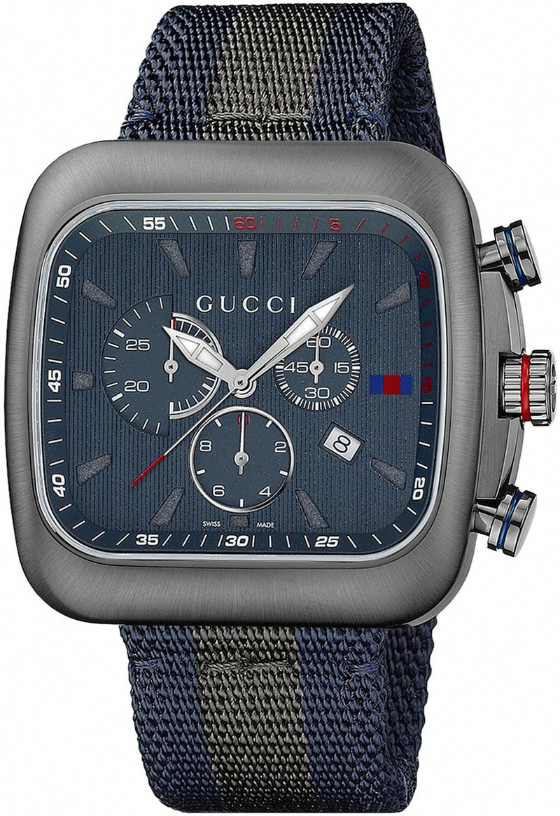 Gucci Watches : YA131203 Quartz Chronograph Blue Dial Date Nylon Men Watch