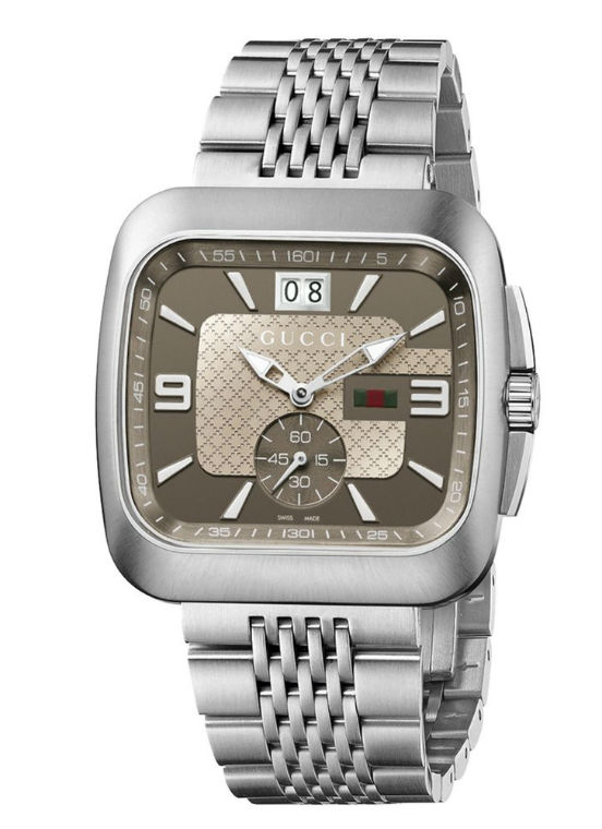 Gucci Watches : YA131301 Quartz Brown Dial Date Stainless Steel Men Watch