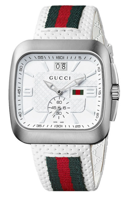 Gucci Watches : YA131303 Quartz White Dial Date Leather Men Watch
